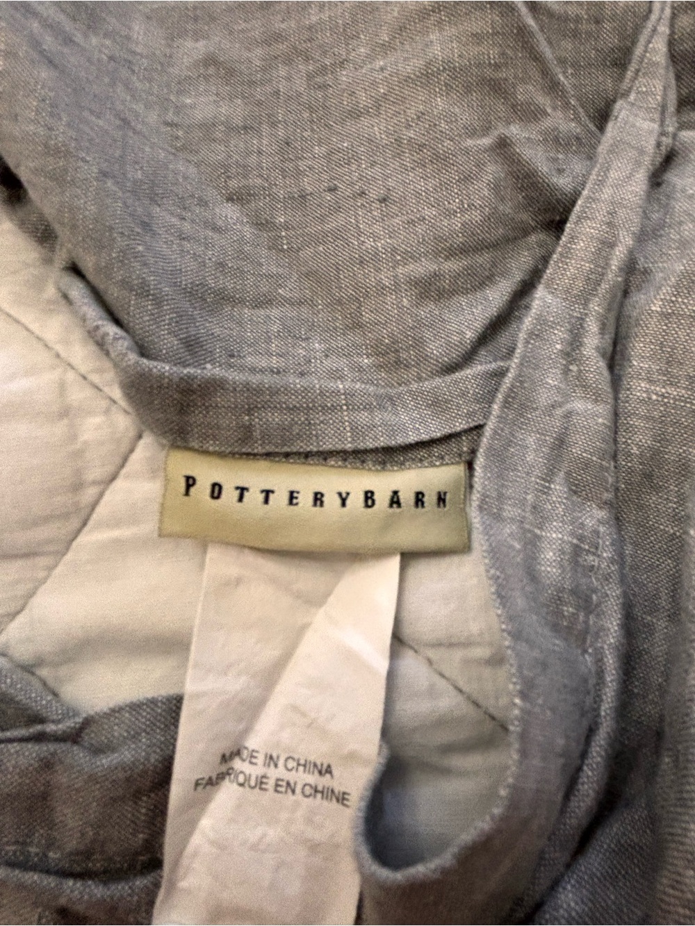 POTTERY BARN One Gray Linen Belgian Flax Diamond Quilted Standard Pillow Sham - Picture 6 of 8